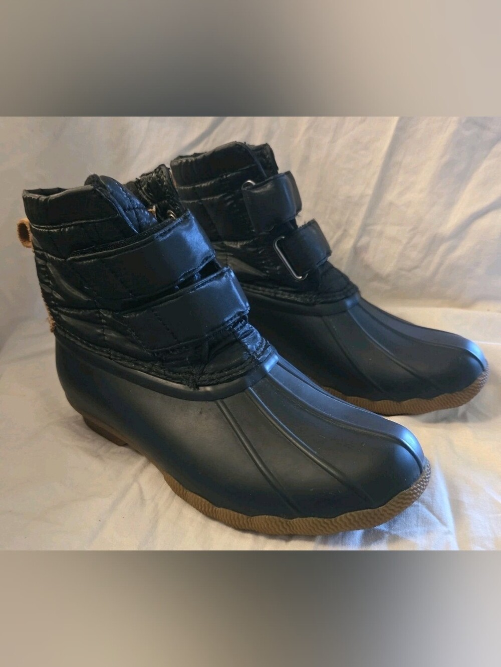 Sperry Women’s 3M Duck Boots Ankle Navy Velcro Straps Sz 6 Quilted Top